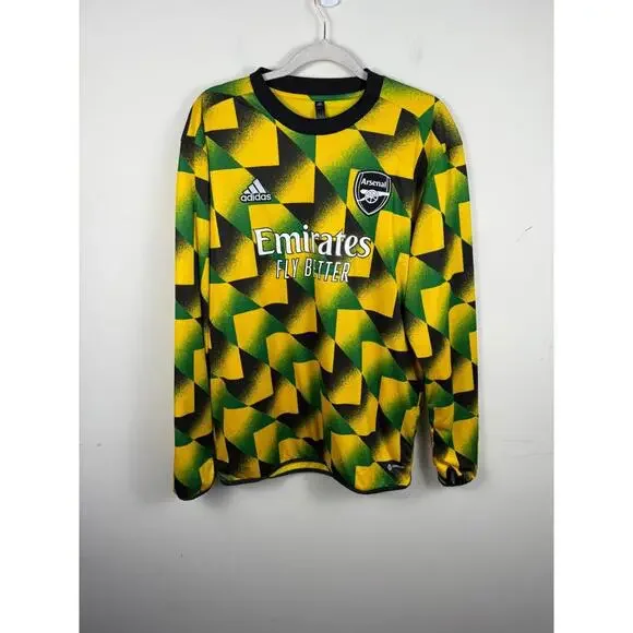 Arsenal Adidas Jamaica 2022 2023 Pre-Match Fleece Lined Jersey Large - Picture 1 of 6